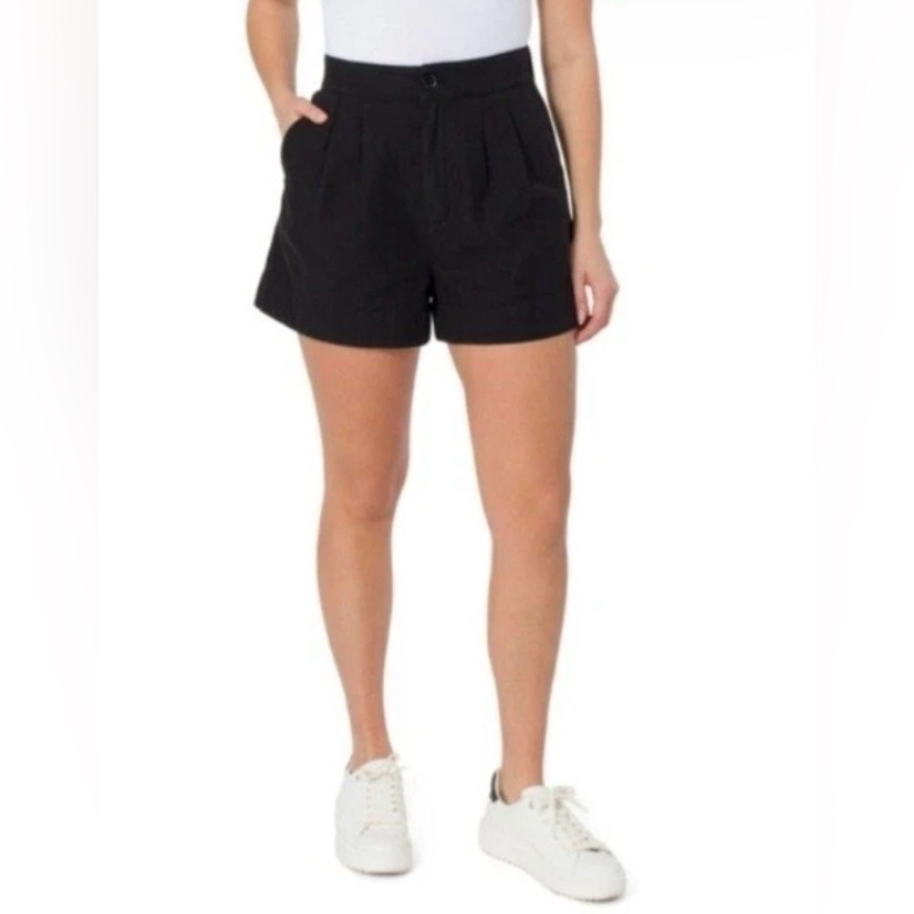 NWT Joie black Pleated Short Cotton Linen blend 4 Pockets High rise